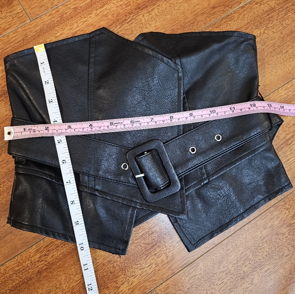Womens Belted Faux Leather Corset Bustier Size S/M Sexy Clubwear - Picture 7 of 16